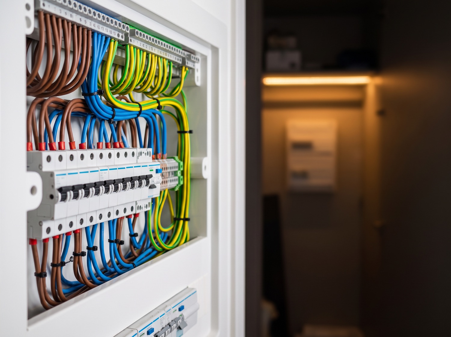 A neatly wired modern consumer unit